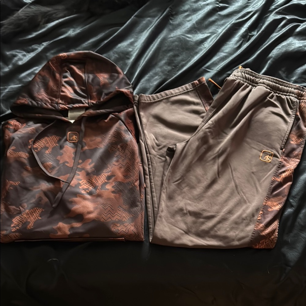And1 Brown Jogger Pants and hoodie with Orange Accents